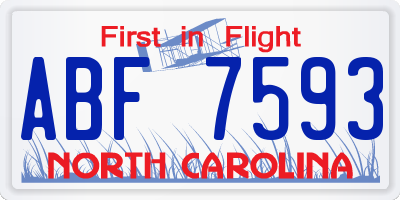NC license plate ABF7593