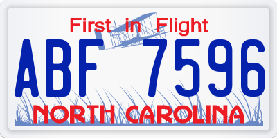NC license plate ABF7596