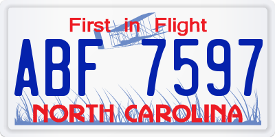 NC license plate ABF7597