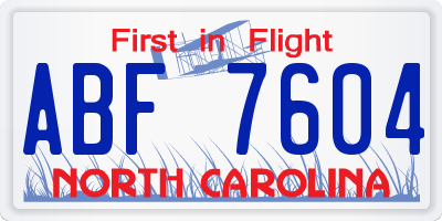NC license plate ABF7604