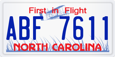 NC license plate ABF7611