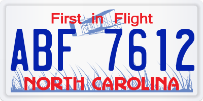 NC license plate ABF7612