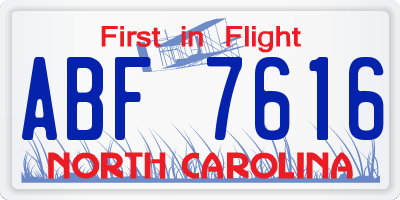 NC license plate ABF7616