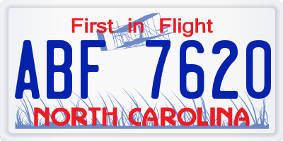 NC license plate ABF7620