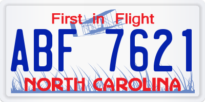NC license plate ABF7621