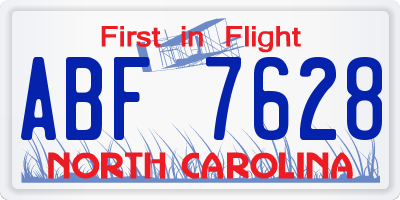 NC license plate ABF7628