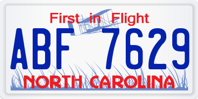 NC license plate ABF7629