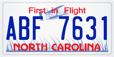 NC license plate ABF7631