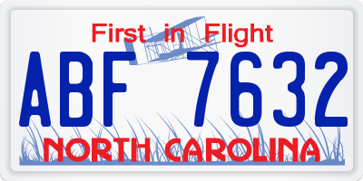 NC license plate ABF7632