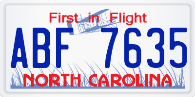 NC license plate ABF7635