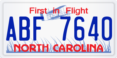 NC license plate ABF7640