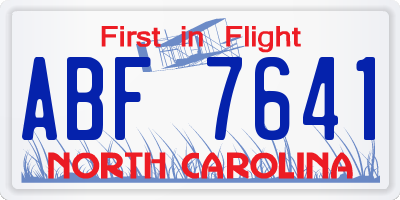 NC license plate ABF7641