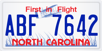 NC license plate ABF7642
