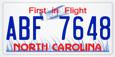 NC license plate ABF7648