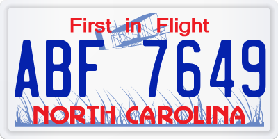 NC license plate ABF7649
