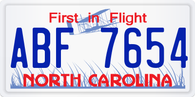 NC license plate ABF7654