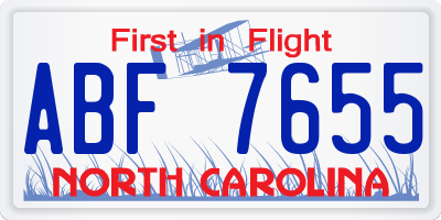 NC license plate ABF7655