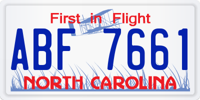 NC license plate ABF7661