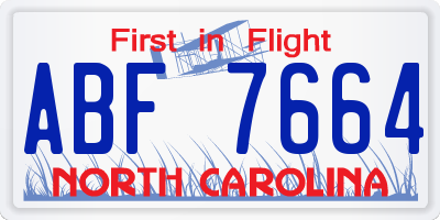 NC license plate ABF7664