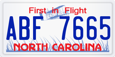 NC license plate ABF7665