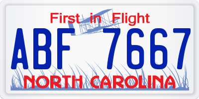 NC license plate ABF7667
