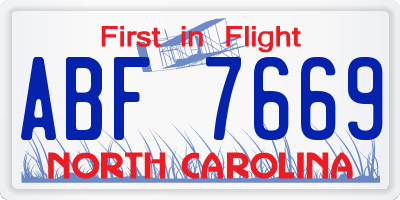 NC license plate ABF7669