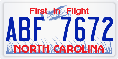 NC license plate ABF7672