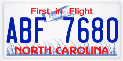 NC license plate ABF7680