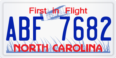 NC license plate ABF7682