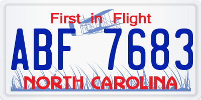NC license plate ABF7683