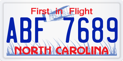 NC license plate ABF7689