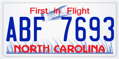 NC license plate ABF7693