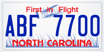 NC license plate ABF7700