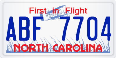 NC license plate ABF7704