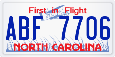 NC license plate ABF7706