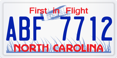 NC license plate ABF7712