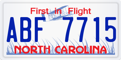 NC license plate ABF7715
