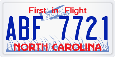 NC license plate ABF7721