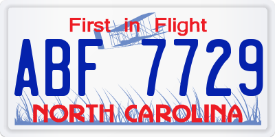NC license plate ABF7729