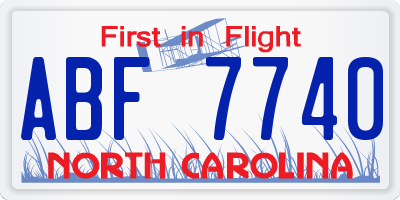 NC license plate ABF7740
