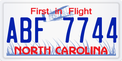 NC license plate ABF7744