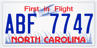 NC license plate ABF7747