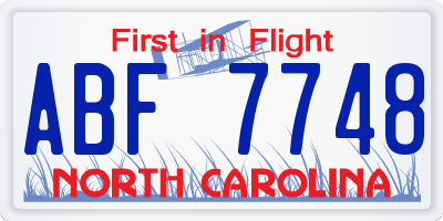 NC license plate ABF7748