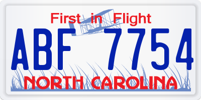 NC license plate ABF7754