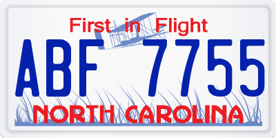 NC license plate ABF7755