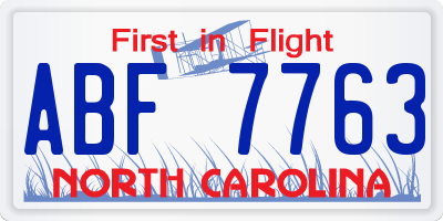 NC license plate ABF7763