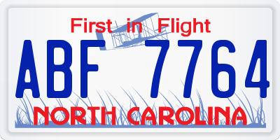 NC license plate ABF7764