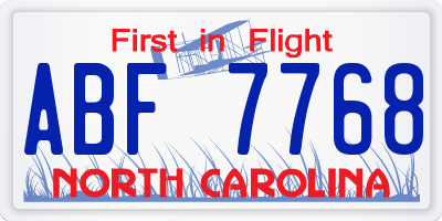 NC license plate ABF7768