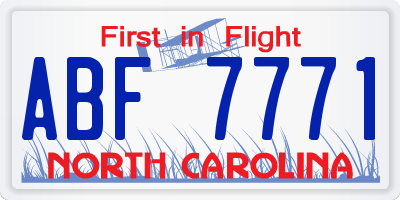 NC license plate ABF7771