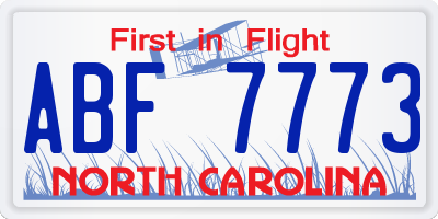 NC license plate ABF7773